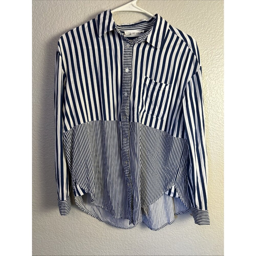 Jane +‎ Delancey Women's Button Down Shirt Long Sleeve Blouse Striped Small